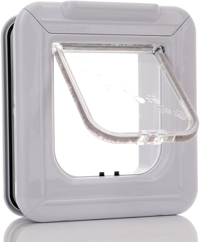 Cat Mate Elite I.D Disc Cat Flap with Timer Control (305) - Compatible with Pet Mate I.D Discs, for Small to Average Sized Cats, for Glass, UPVC, Walls and Wood, White
