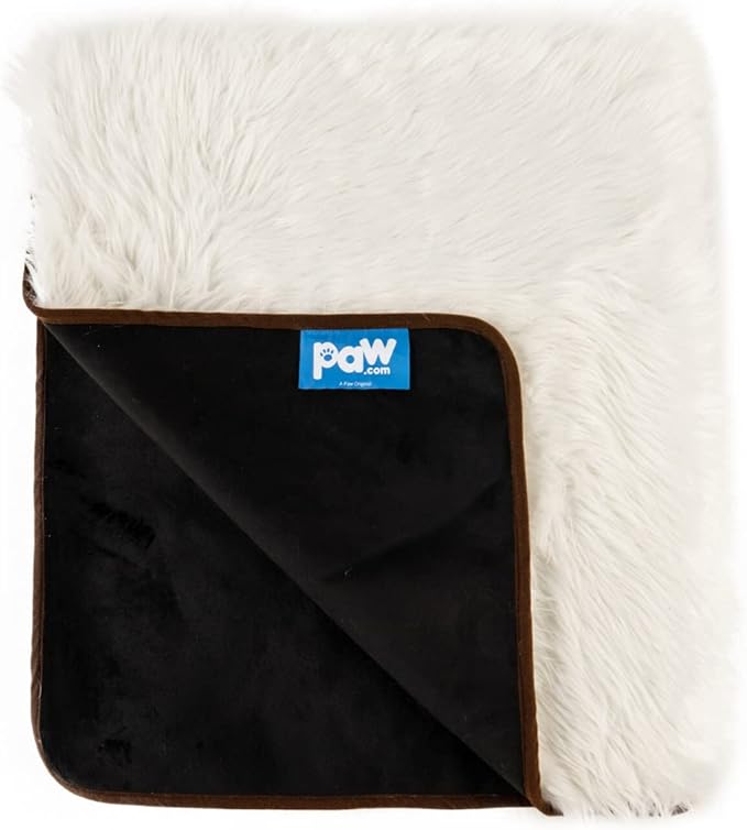PupProtector Waterproof Throw Blanket for Dogs and Cats, Pet Blanket Cover for Couches, Sofas, Beds, Car Seats, Furniture, Calming Soft Faux Fur, Polar White, Large (80" L x 62" W)