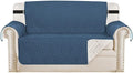 H.VERSAILTEX Reversible Loveseat Cover Furniture Protector Anti-Slip Water Resistant 2" Elastic Straps Couch Covers Pets Fit Sitting Width Up to 54"(Oversized Loveseat: 75" x 98", Dark Blue/Beige)