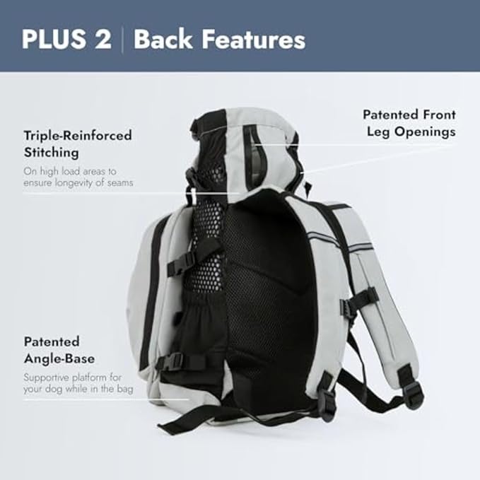K9 Sport Sack Plus 2 - Adjustable, Backpack-Style Carrier with Multi-Functional Storage Pack, Thick Shoulder Straps & Padded Back Panel