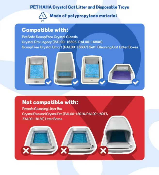 Crystal Cat Litter and Disposable Litter Trays （3 Sets） Compatible with Petsafe Scoop-Free Classic/Legacy/Smart Litter Boxes, Triple Leak Proof Design (3 pcs Blue)