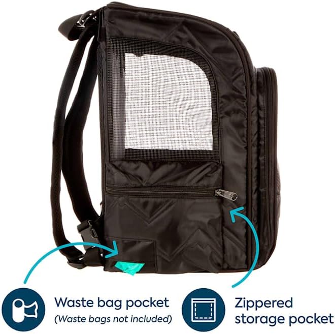 Sherpa Deluxe Guaranteed On Board Convertible Pet Carrier & Backpack, Black, Medium