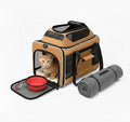 Cat Carrier Dog Carrier Airline Approved, Pet Carrier for 2 Cats Small Medium Dogs, Soft Cat Carrier 18x15x15 with Foldable Bowl & Washable Pad, TSA Approved Dog Carriers by Luniko Shop (Orange)