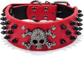 Serijoars Spiked Studded Dog Collar, PU Leather Dog Collar, Adjustable Pet Collars for Medium or Large Breed Pet (S, Red2)
