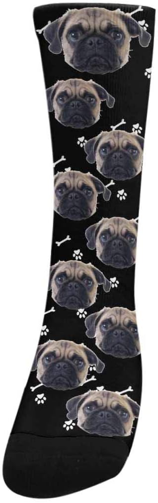 Custom Face Socks, Personalized Dog Lover Pet Photo Picture on Socks Unisex Athletic Crew Socks for Men Women