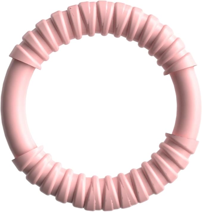 Natural Rubber Dog Chew Toy with Vanilla Scent for Aggressive Chewers, Durable Interactive Fetch and Tug Toy for Medium Dogs, Teething Relief Chew Ring Dishwasher Safe Non-Toxic (Pink)