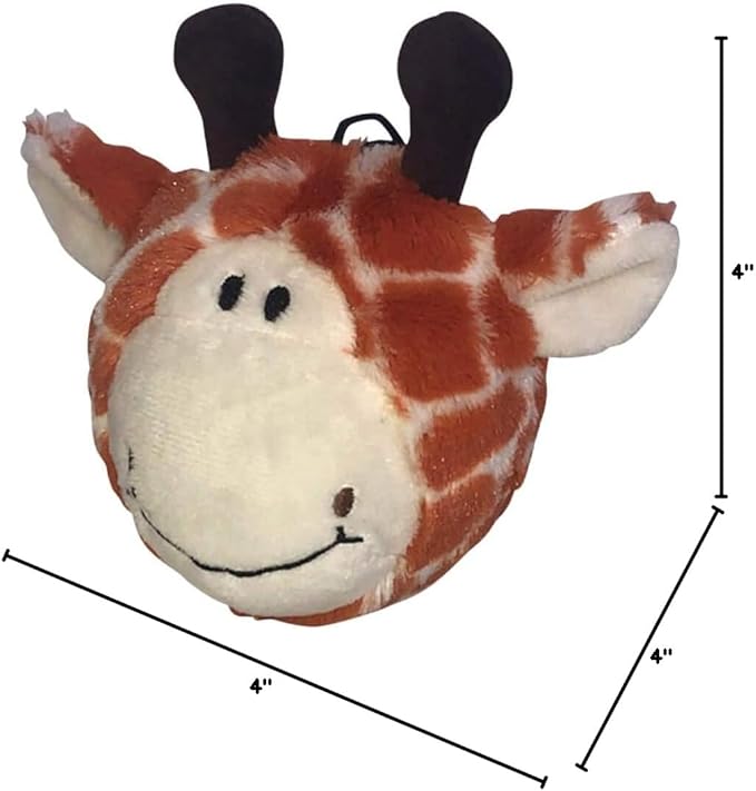 Pet Lou 4 Inch EZ Squeaky Giraffe Ball Dog Plush Toy, Stuffing-Free Soft Plush, Durable Bouncy Squeaker Ball, Floats in Water, Small & Medium Breed Chew Toys
