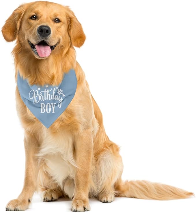 Happy Birthday Dog Bandana for Small Medium Large Dogs - Light Blue, Boy 1st Birthday Gift for Dog Lovers (A17)