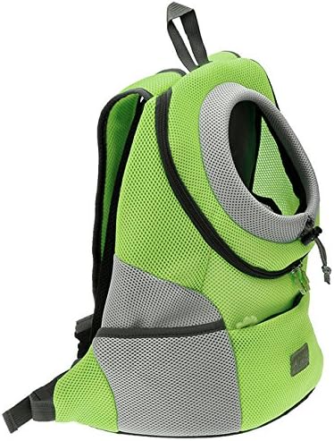 Mogoko Airline Approved Cat Dog Backpack, Puupy Pet Carrier Front Bag with Breathable Head Out Design and Double Mesh Padded Shoulder for Outdoor Travel Hiking (M, Green)