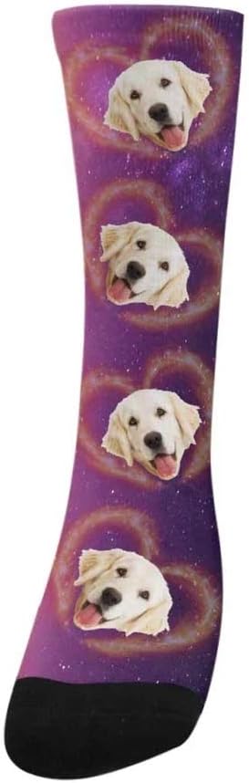 Custom Face Socks, Personalized Dog Lover Pet Photo Picture on Socks Unisex Athletic Crew Socks for Men Women