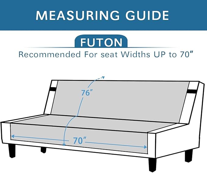 H.VERSAILTEX Futon Cover Reversible Sofa Slipcover Furniture Protector Water Resistant 2 Inch Wide Elastic Straps Sofa Bed Pets Kids Dog Cat Fit Sitting Width Up to 70"(Futon, Gray/Beige)