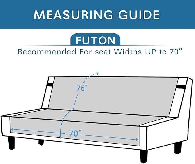 H.VERSAILTEX Futon Cover Reversible Sofa Slipcover Furniture Protector Water Resistant 2 Inch Wide Elastic Straps Sofa Bed Pets Kids Dog Cat Fit Sitting Width Up to 70"(Futon, Ivory/Beige)