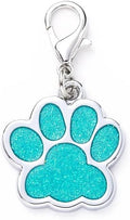 Cute Personalized Pet Name Tags - Glitter Custom Dog/Cat ID Tags, Engraved Paw-Shaped Small: Light Blue