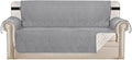 H.VERSAILTEX Reversible Sofa Slipcover Furniture Protector Water Resistant 2" Elastic Straps Sofa Cover Couch Covers Pets Kids Fit Sitting Width Up to 66" (Sofa: 75" x 110", Light Grey/Beige)