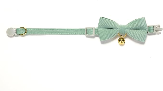 Cotton Breakaway Cat Collar with Bow Tie and Bell, Adjustable Cute Soft Corduroy Kitten Collars for Girl and Boy Cats
