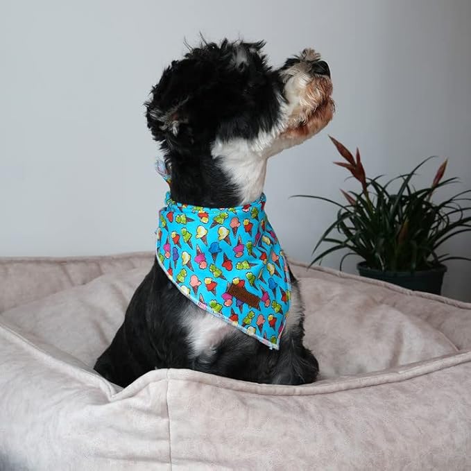 Summer Dog Bandana, Hawaii Bandana for Medium Large Dog, Cute Blue Puppy Bandana, Cotton Adorable Pet Triangle Bid Scarf Kerchief for Girl Boy Dogs