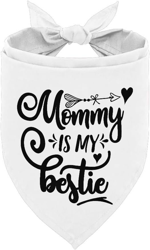 Dog Bandana, Mommy is My Bestie, Dogs Scarf Classical Printing, Dogs Scarf Accessories, Doggy Kerchief Pet Kerchief, Christmas Birthday Thanksgiving Doggy Gift B01