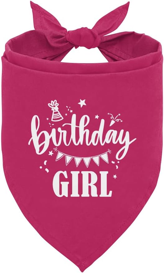 Birthday Girl Dog Bandana, Deep Pink Dog Bandana, Funny Cute Dog Bandana, Pet Dog Triangle Scarf, Pet Dog Scarf Accessories, Girl Dog Bandana, Dog Bandana for Small Medium Large Dogs (E53)