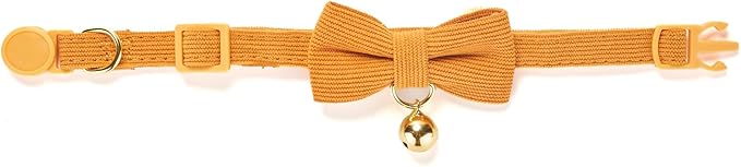 Cotton Breakaway Cat Collar with Bow Tie and Bell, Adjustable Cute Soft Corduroy Kitten Collars for Girl and Boy Cats