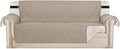 H.VERSAILTEX Reversible Sofa Slipcover Furniture Protector Water Resistant 2" Elastic Straps Sofa Cover Couch Covers Pets Kids Fit Sitting Width Up to 78" (Oversized Sofa: 86" x 132", Khaki/Beige)