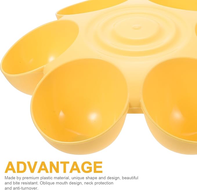 POPETPOP Cat Food Bowl with 6 Bowls - Pet Feeder for Kitten Puppy, Multi Cat Feeder, Multiple Feeder for Indoor s, Feeding Station for Food and Water (Yellow)