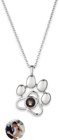 Personalized Cute Dog Cat Paw Name Necklace Forever Love Custom Heart Pendant Pet Name Necklace Gift for Pet Lovers