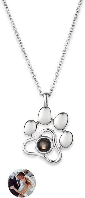 Personalized Cute Dog Cat Paw Name Necklace Forever Love Custom Heart Pendant Pet Name Necklace Gift for Pet Lovers