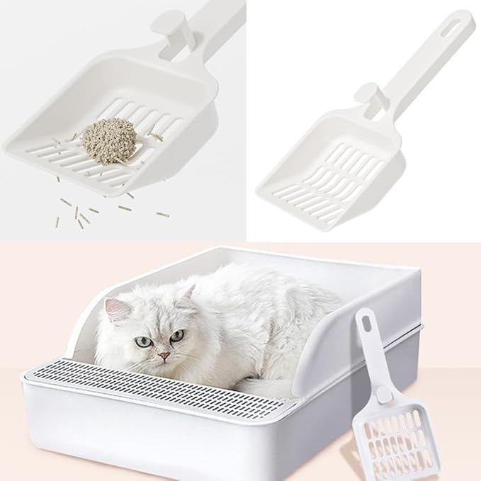 2 Pack Cat Litter Scoop Non-Stick Cat Sifting Litter Scoop Shovel with Hook Kitty Kitten Pooper Lifter Sifter Scooper for Cat Litter Box Clumping Litter Crystal Cat Litter Pellets