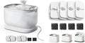 PETLIBRO Cat Water Fountain + PETLIBRO Genuine 4 Packs Filters, Cat Fountain Indoor Stainless Steel Tray, 2.5L/84oz Wireless Pump Pet Water Fountain, Cat Water Dispenser with Two Flow Modes