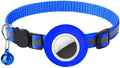 Tracker-Ready Breakaway Cat Collar (No Tracker Included) - Detachable GPS Holder + Safety Bell - Adjustable Reflective Collar with Quick-Release Buckle - for AirTag/Tile Compatible(Dark Blue)