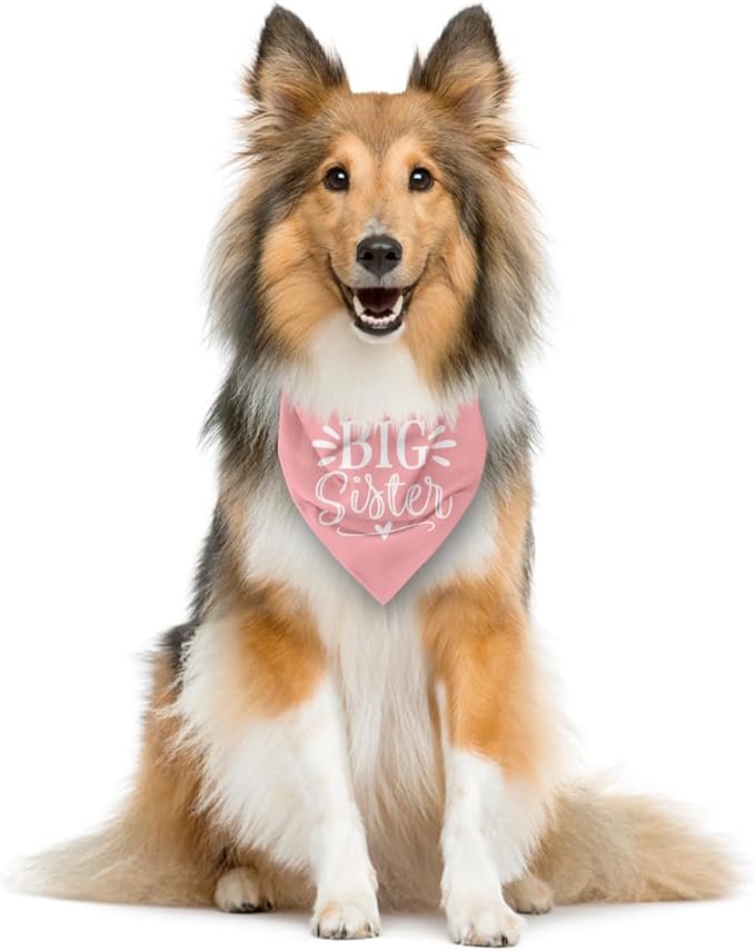Big Sister Dog Bandana, Dog Bandana, Pink Pet Dog Scarf Accessories, Pet Dog Triangle Scarf, Dog Bandana for Large Dogs, Baby Announcement Dog Bandana, Dog Bandana Pet Scarf (L)