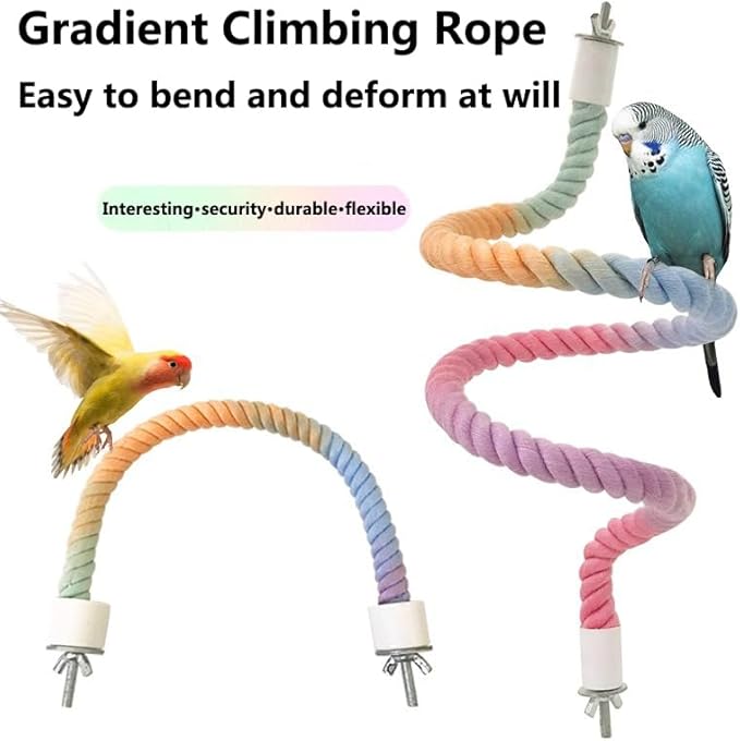 2Pcs Rope Perches for Bird Cages, Rope Perch for Parrots, Cockatiels & Parakeets, Bird Cage Accessories(L)