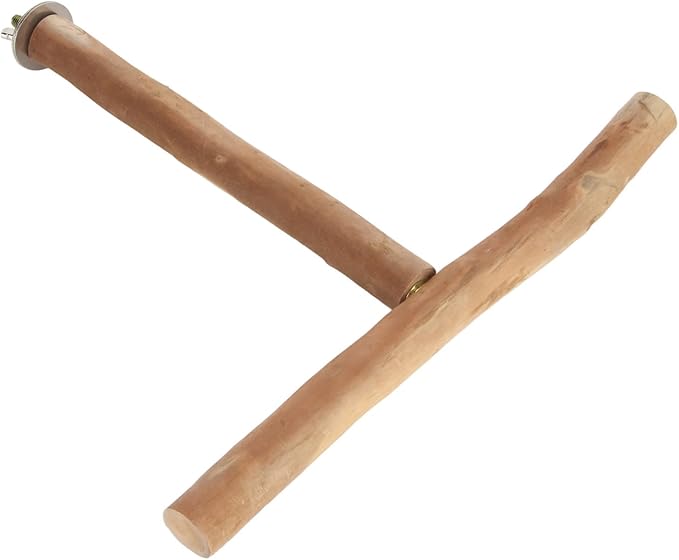 Asixxsix Wood Bird Perch, T Shaped Birdcage Stand Wooden Parrot Perch Stand Perch for Bird Cage Grinding Bird Perch Branches, T Perch Bird Accessory, Easy to Install