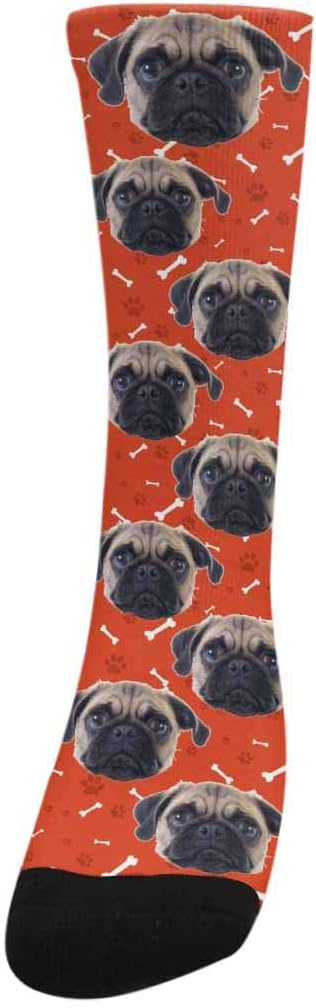 Custom Face Socks, Personalized Dog Lover Pet Photo Picture on Socks Unisex Athletic Crew Socks for Men Women