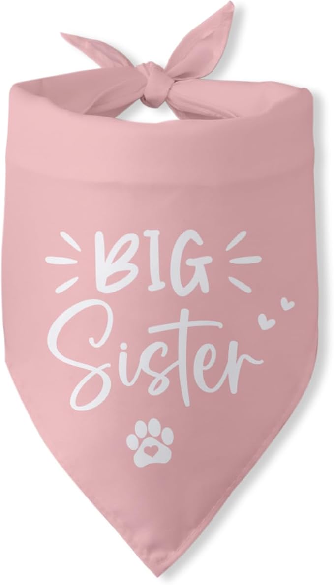 Big Sister Dog Bandana Pregnancy Announcement Gender Reveal Baby Announcement Photo Props Dog Scarf Accessories Girl Pink Pet Bandanas for Large Medium Small Dogs
