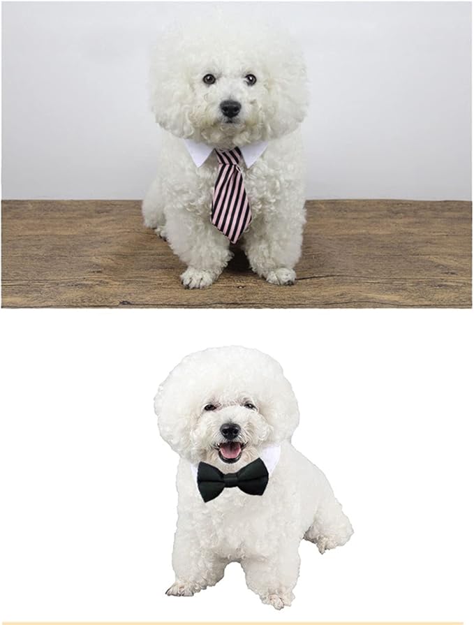 4 Pieces Pets Dog Cat Bowtie Pet Costume Adjustable Formal Necktie Collar for Cats Small Dogs Puppy Grooming Accessories Pink/Black