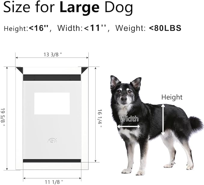 [MAVRICPOWER] Aluminum Large Dog Door for Extreme Weather, Doggie Door with 2 Sliding Lock Panels, Doggy Door for Dogs Up to 80 lbs