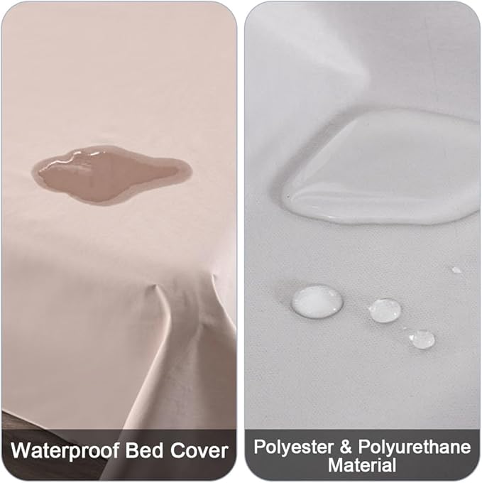 DUJUIKE Waterproof Bed Cover for Dog and Cats,Pet Hair Resistant Bed Sheet Cover, Protective Bed Liner Cover with 100% Waterproof Breathable Thin Fabric (Twin 63 * 90 inch, Camel)