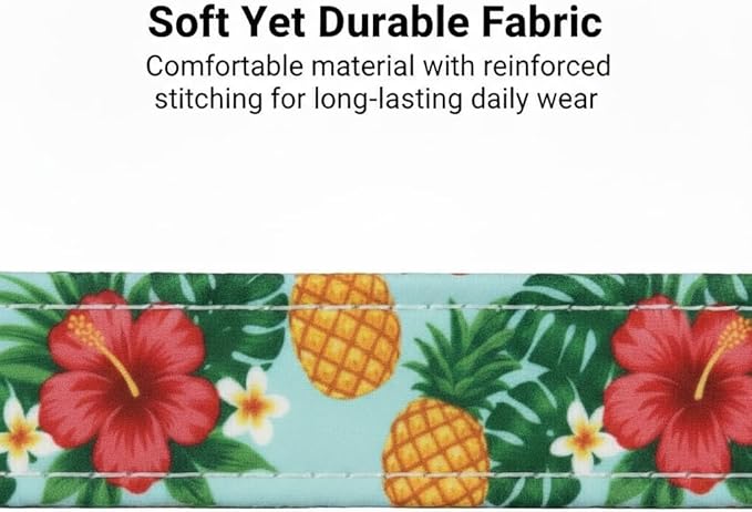 Summer Dog Collar with Tropical Pattern, Cute Dog Collar for Girl Boy Dogs, Pet Collar with Unique Print and Soft Fabric, Suitable for Small Dogs