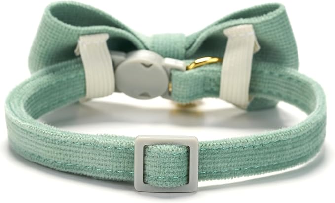 Cotton Breakaway Cat Collar with Bow Tie and Bell, Adjustable Cute Soft Corduroy Kitten Collars for Girl and Boy Cats