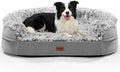 3.7 inch Thickened Orthopedic Dog Beds for Large Dogs, Supportive Dog Sofa Bed with 28D Egg-Crate Foam, Removable Washable Plush Cover, Waterproof Lining, Half-Round Design for Puppy, Senior Dog