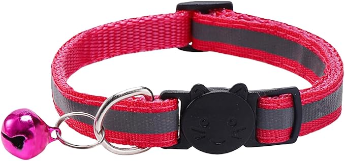 14 Pack Breakaway Cat Collar with Bell, Reflective Kitten Collar for Girl Boy Cats, Safety Buckle Adjustable 7.5-12.5 Inch, 0.4 Inch Width Lightweight, Pet Gifts (Rose)