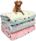 Dog Blankets for Medium Large Dogs, 3 Pack Washable Pet Throw 41" x 31", Fuzzy Soft Puppy Cover for Kennel Crate Bed