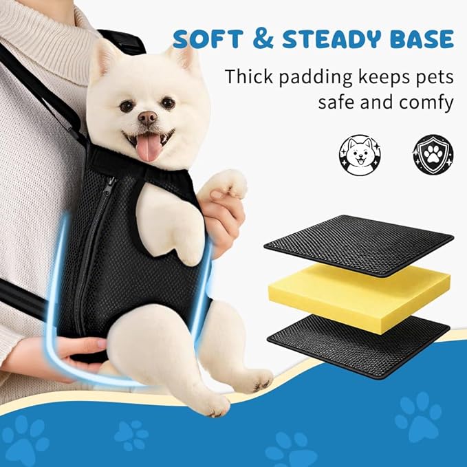 Mosago Dog Backpack Carrier, Adjustable Pet Front Carriers, Legs Out Carrying Sling Travel Bag for Small Medium Dogs 2.5-4 Lbs, Soft Wearable Puppy Chest Carry Backpacks for Walking/Hiking/Camping