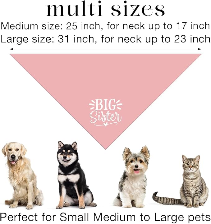 Big Sister Dog Bandana, Dog Bandana, Pink Pet Dog Scarf Accessories, Pet Dog Triangle Scarf, Dog Bandana for Large Dogs, Baby Announcement Dog Bandana, Dog Bandana Pet Scarf (L)