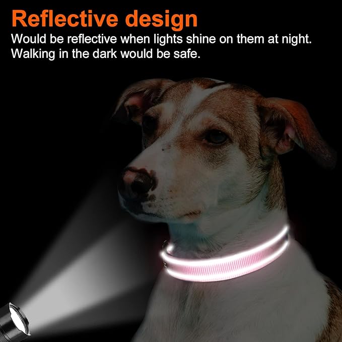 Joytale Reflective Dog Collar, Soft Neoprene Padded, Metal D-Ring, Nylon Pet Collar Adjustable for Puppy Dogs, Pink, XS