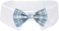 Segarty Dog Bow Tie Neck Girth 16.5-21.2in, Adjustable Blue Plaid Bowtie Collar for Extra Large Dogs, Dog Tuxedo Comfortable Cotton Boy Pet Grooming Accessory for Formal Wedding Holiday Birthday Party