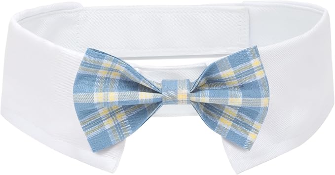 Segarty Dog Bow Tie Neck Girth 16.5-21.2in, Adjustable Blue Plaid Bowtie Collar for Extra Large Dogs, Dog Tuxedo Comfortable Cotton Boy Pet Grooming Accessory for Formal Wedding Holiday Birthday Party