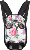 Pawaboo Adjustable Dog Carrier Purses, Pet Front Cat Travel Bag Dog Carrier Purses for Traveling Hiking Camping, Legs Out, Easy-Fit for Small Medium Dogs, S, Flower