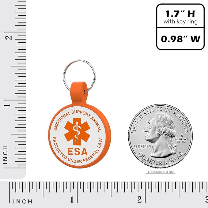 ESA Dog Tag, QR Code Dog Tag, Modifiable Free Pet Online Profile, Scannable QR Code, Scan QR Send Instant Location Alert Email, Silicone Lightweight ID Tag for Dog and Cat (Orange, Small)